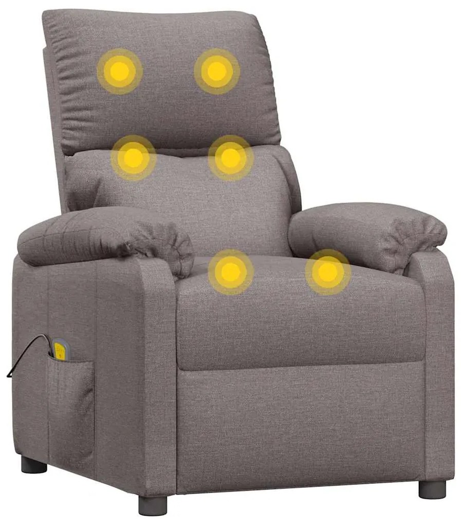 vidaXL Πολυθρόνα Μασάζ Taupe Υφασμάτινη