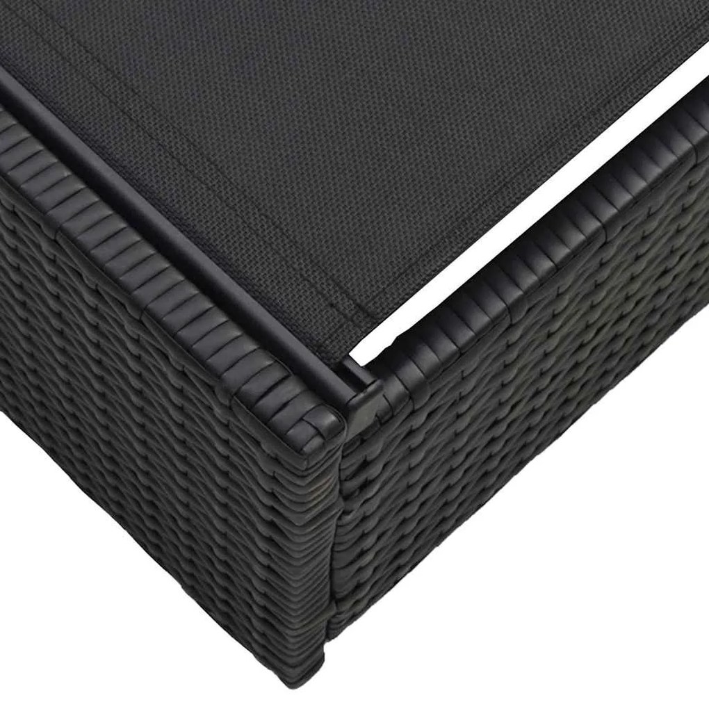 vidaXL Καρέκλα Ήλιου Μαύρη 60 x 200 x 27 cm Πολυ Ρατάν