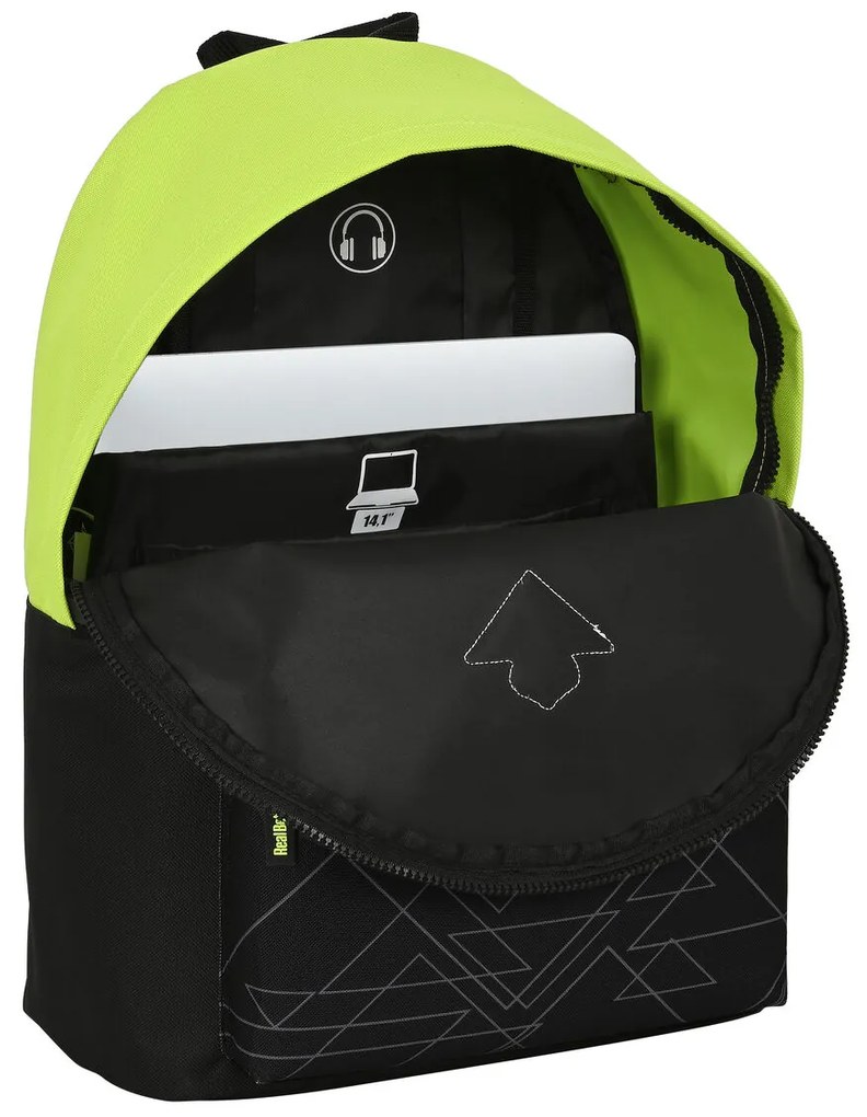 Σχολική Τσάντα Real Betis Balompié   31 x 41 x 16 cm Μαύρο γκράφιτι