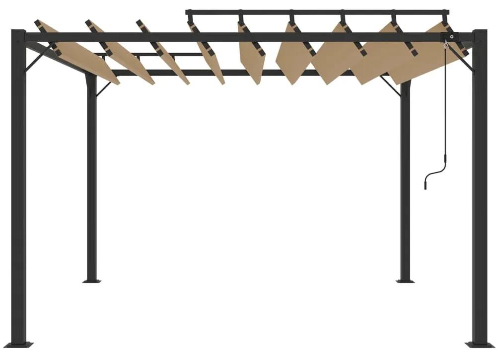 vidaXL Κιόσκι με Ανοιγόμενη Οροφή Taupe 3 x 3 μ. Ύφασμα και Αλουμίνιο