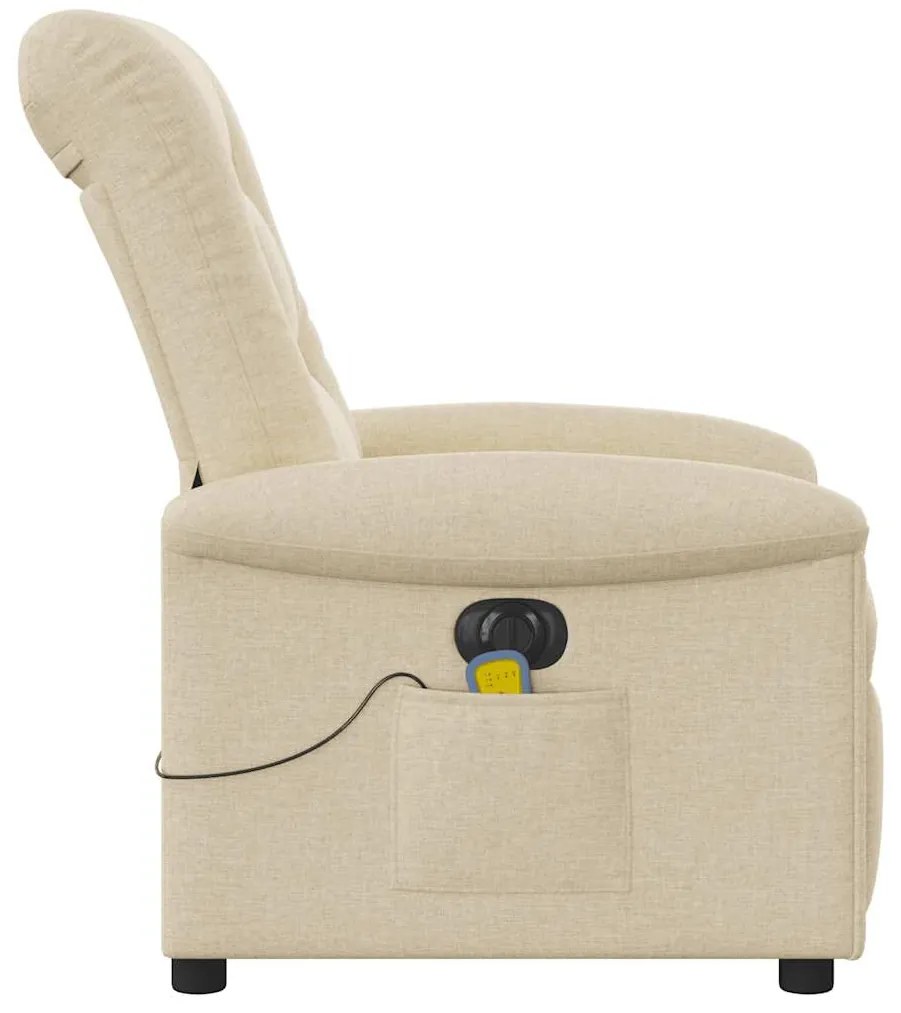 vidaXL Πολυθρόνα Μασάζ Ανακλινόμενη Ηλεκτρική Κρεμ Υφασμάτινη