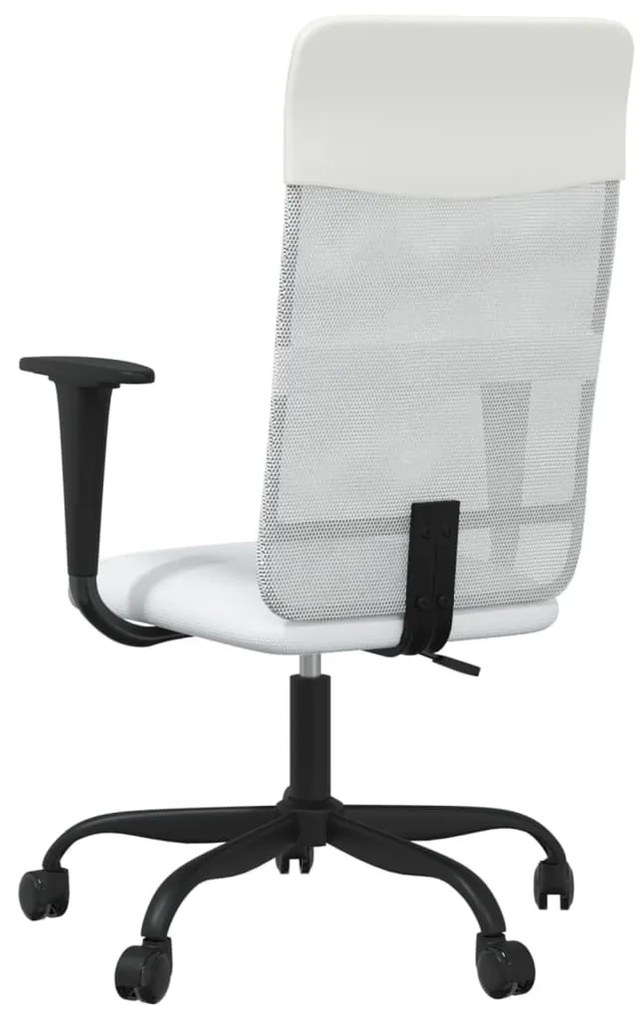 vidaXL Καρέκλα Γραφείου Ρυθμ. Ύψος Λευκή Διχτυωτό Ύφασμα/Συνθ. Δέρμα