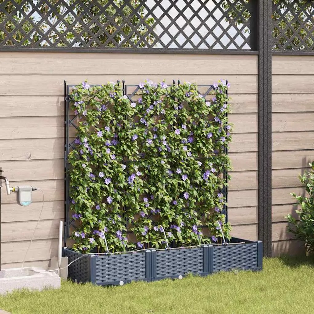 vidaXL Ζαρντινιέρες κήπου Γκρι 120 x 40 x 126 cm Ατσάλι