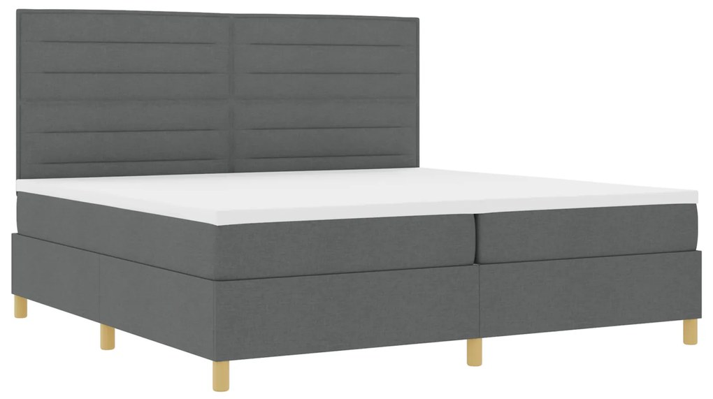 vidaXL Κρεβάτι Box Spring με Στρώμα Σκουρό Γκρι 200x200 εκ. Ύφασμα