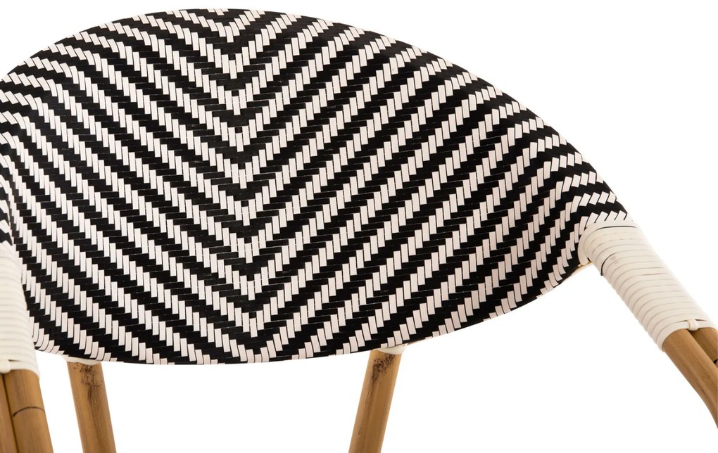 Πολυθρόνα Bamboo Look Μαύρο-Λευκό 57x55x82 Εκ.