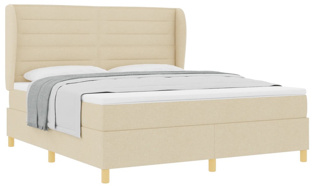 vidaXL Κρεβάτι με Στρώμα Κρεμ 180x200 εκ. Υφάσματος