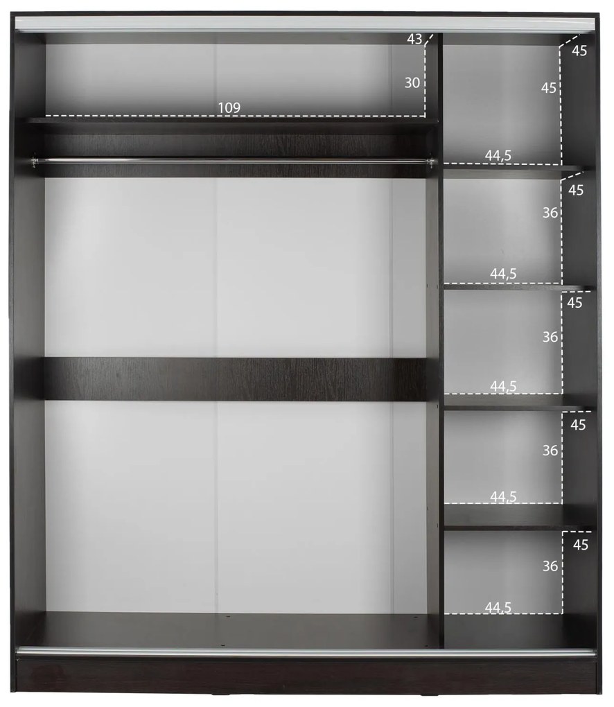 Ντουλάπα Συρόμενη ADLER Δίφυλλη με Καθρέπτη Wenge 160x60x210Υεκ. 160x60x210 εκ.