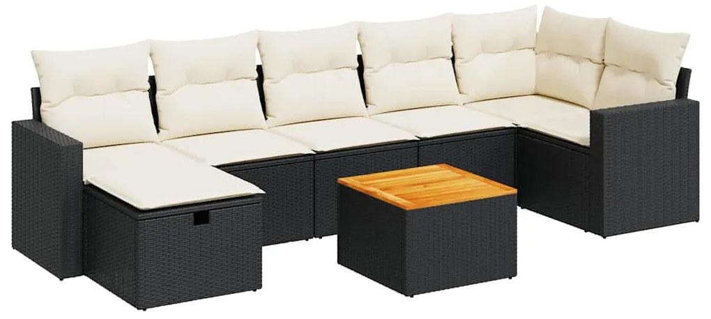 vidaXL Σαλόνι Κήπου 8 Τεμαχίων Μαύρο από Συνθετικό Ρατάν με Μαξιλάρια