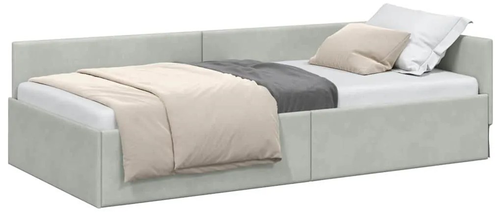 vidaXL Κρεβάτι Γωνίας με κεφαλάρι Ανοιχτό γκρι 90 εκ x 200 εκ