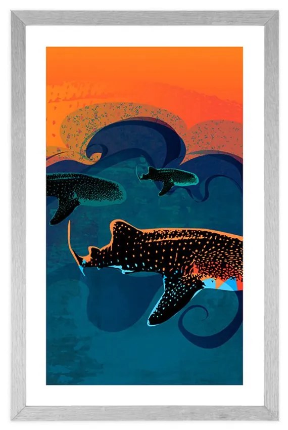 Αφίσα με παρπαστού Θάλασα γεμάτη ψάρια - 20x30 black