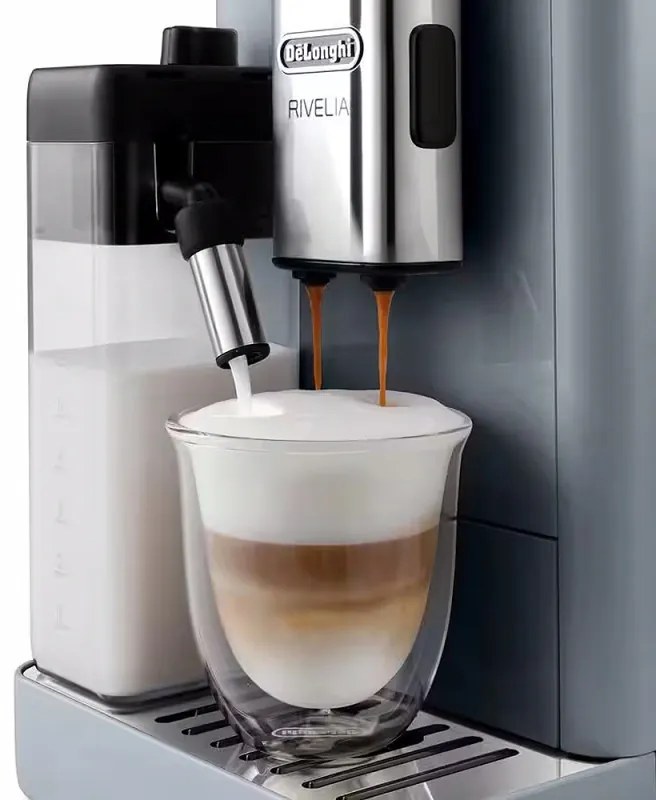 Μηχανή Espresso DeLonghi Rivelia Pebble Grey EXAM440.55.G, 1450W, 19 bar, 1.4l, οθόνη αφής TFT, Twin Shot, Bean Adapt, 17 ποτά, Stone Grey