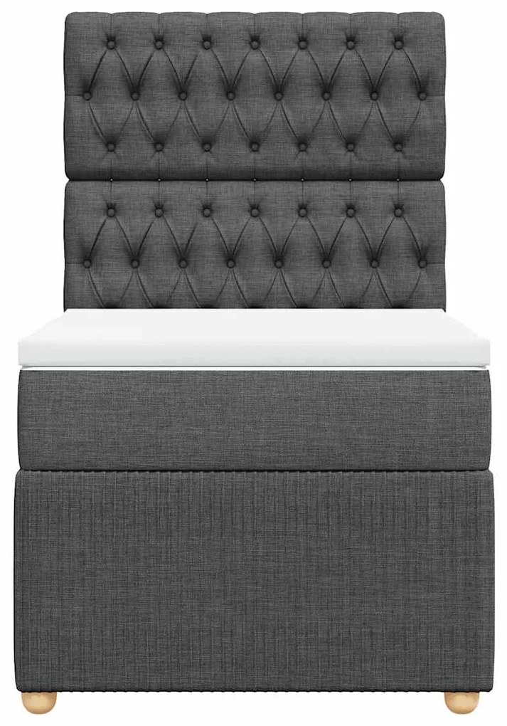 vidaXL Κρεβάτι Boxspring με Στρώμα Σκούρο Γκρι 90x200 εκ. Υφασμάτινο