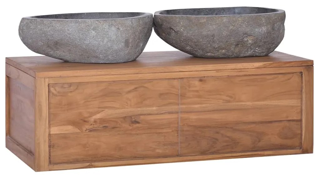 vidaXL Έπιπλο Μπάνιου/Νιπτήρα Επιτοίχιο 90x45x30 εκ. Μασίφ Ξύλο Teak
