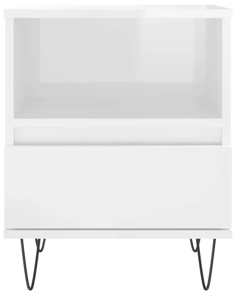 vidaXL Κομοδίνα 2 τεμ. Γυαλ. Λευκό 40 x 35 x 50 εκ. Επεξεργασμένο Ξύλο