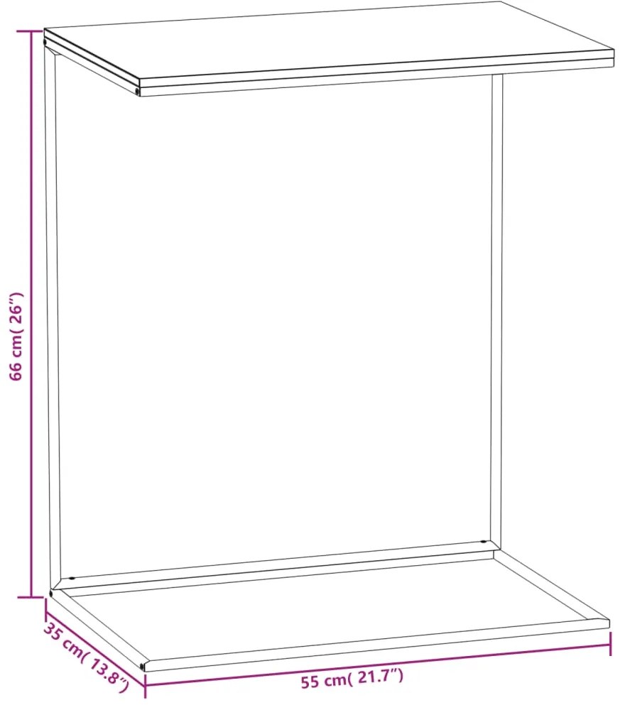 vidaXL Τραπέζι Βοηθητικό Μαύρο 55x35x66 εκ. από Επεξεργασμένο Ξύλο