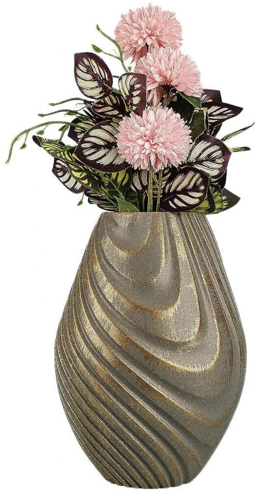 Βάζο 697ELD1217 Φ17,5x24,5cm Grey-Gold Aberto Design Ceramic