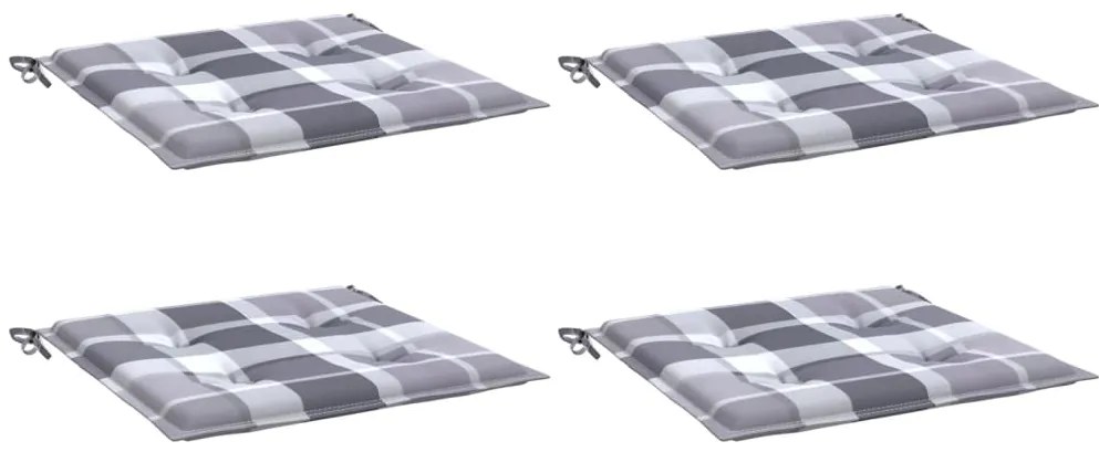 vidaXL Μαξιλάρια Καρέκλας 4τεμ Γκρι Καρό 50x50x3εκ. Ύφασμα Oxford