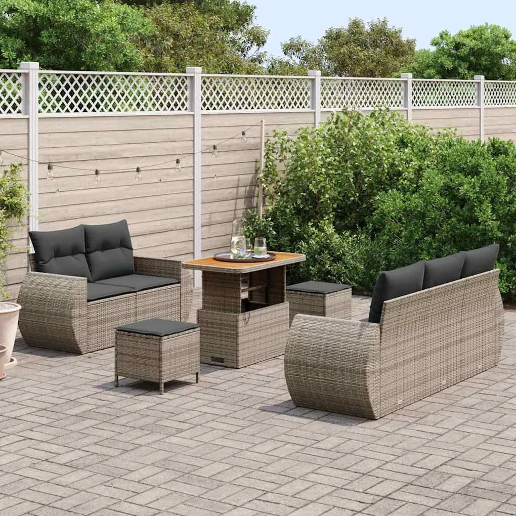 vidaXL Σετ Καναπέ Κήπου 8 pcs Γκρι συνθετικό ρατάν