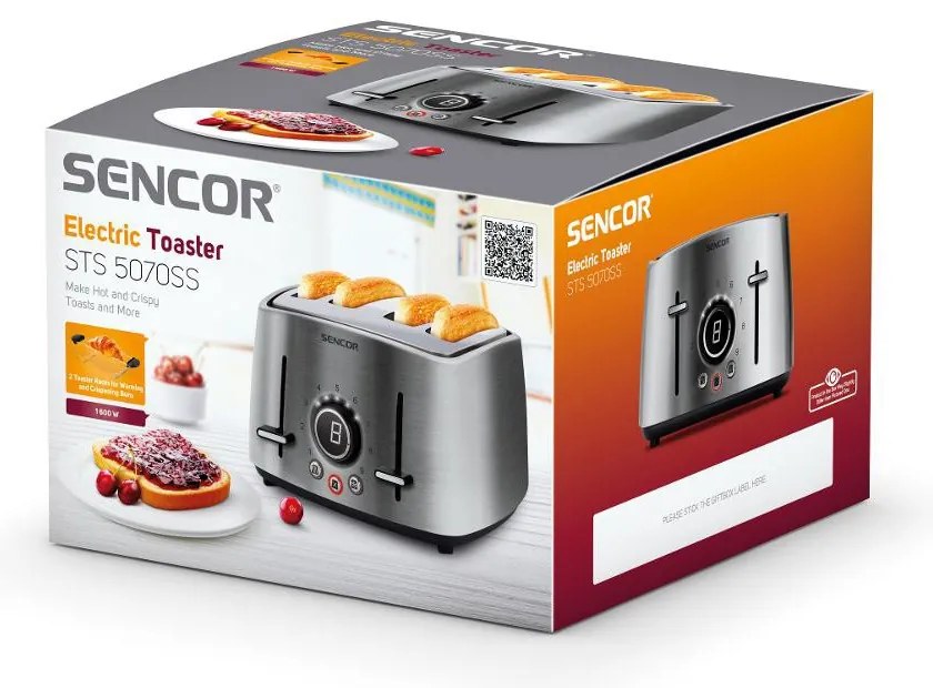 Φρυγανιέρα Sencor STS 5070SS 4 Θέσεων 1600W Stainless Steel Ασημί
