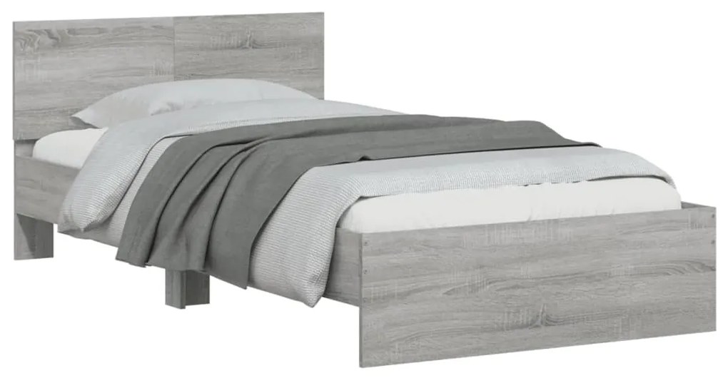 vidaXL Πλαίσιο Κρεβατιού με Κεφαλάρι Γκρι Sonoma 100x200εκ. Επεξ. Ξύλο