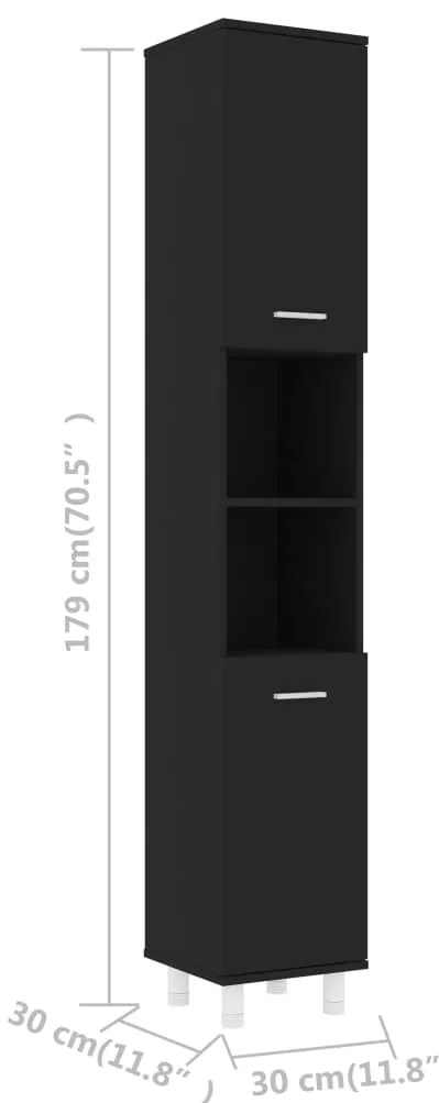 vidaXL Στήλη Μπάνιου Μαύρη 30 x 30 x 179 εκ. από Επεξ. Ξύλο