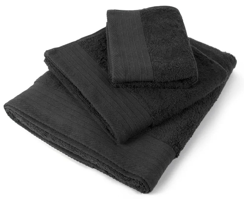 Πετσέτες Σετ 3τμχ Πενιέ Black DimCol Towels Set 100% Βαμβάκι