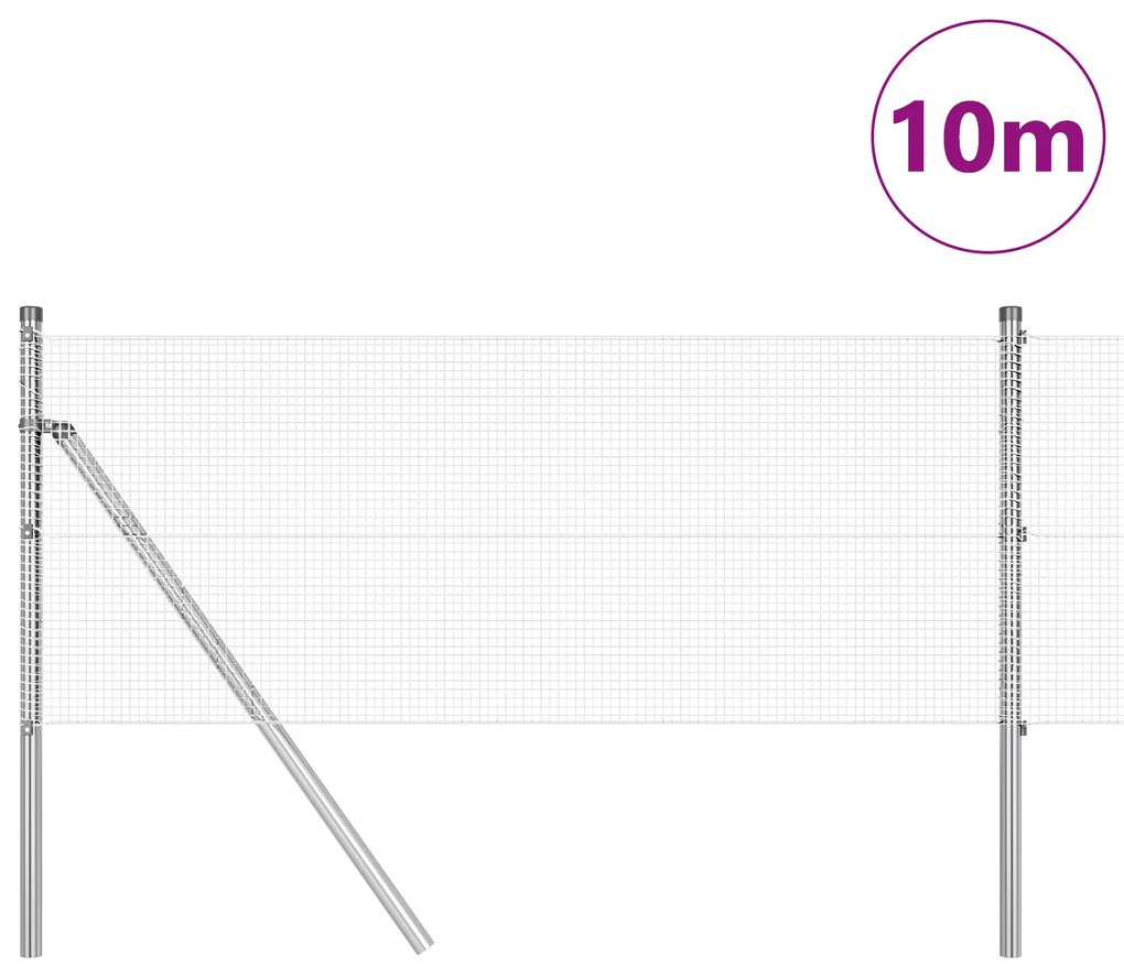 vidaXL Φράκτης Ενωμένων Συρμάτων με 7 Στυλους 0.4x10 μ Γαλβανισμένος Χάλυβας