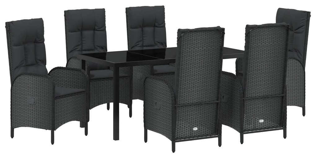 vidaXL Σετ κήπου 7 τεμαχίων , μαύρο πολυ rattan.