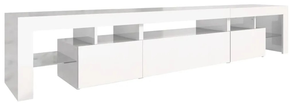 Έπιπλο Τηλεόρασης με LED Γυαλιστερό Λευκό 215x36,5x40 εκ. - Λευκό