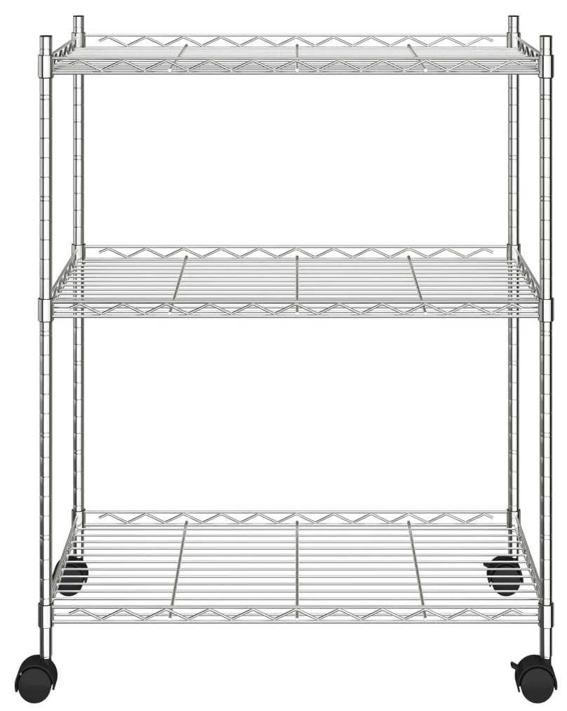 vidaXL Ραφιέρα 3 Επιπέδων με Τροχούς Χρωμέ 60x35x81 εκ. 150 κ.