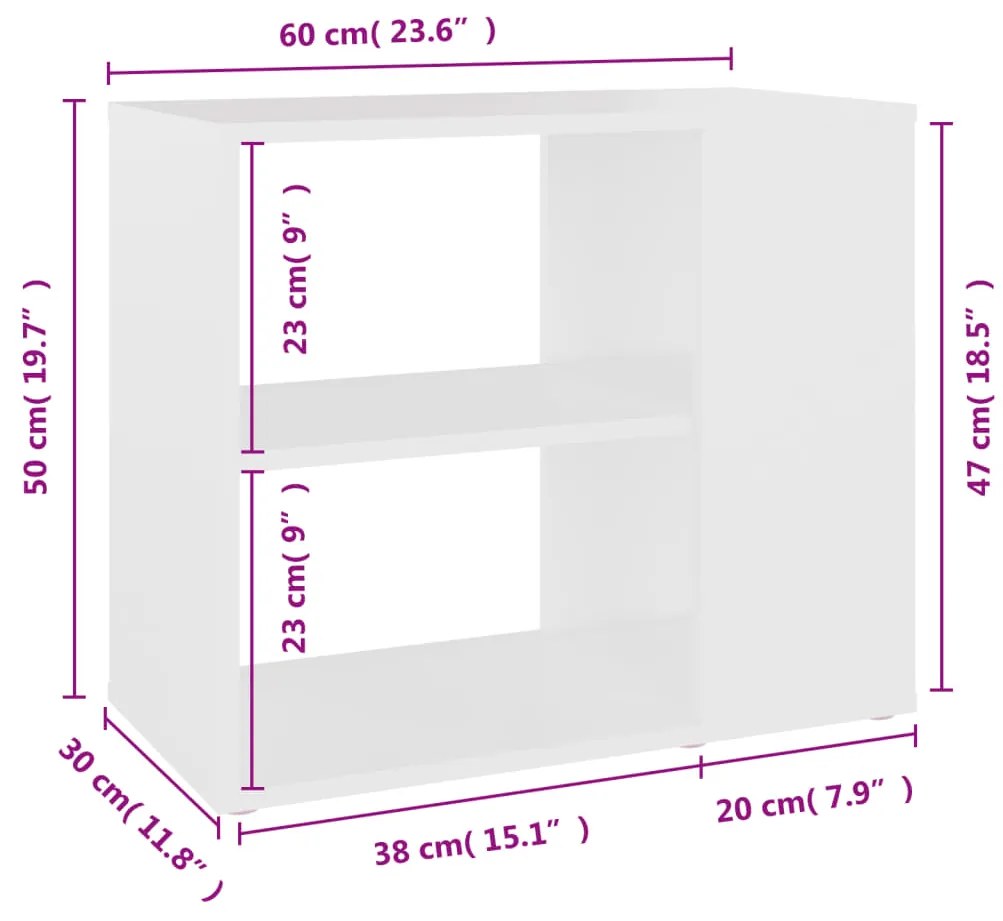 vidaXL Βοηθητικό Ντουλάπι Λευκό 60 x 30 x 50 εκ. από Επεξ. Ξύλο