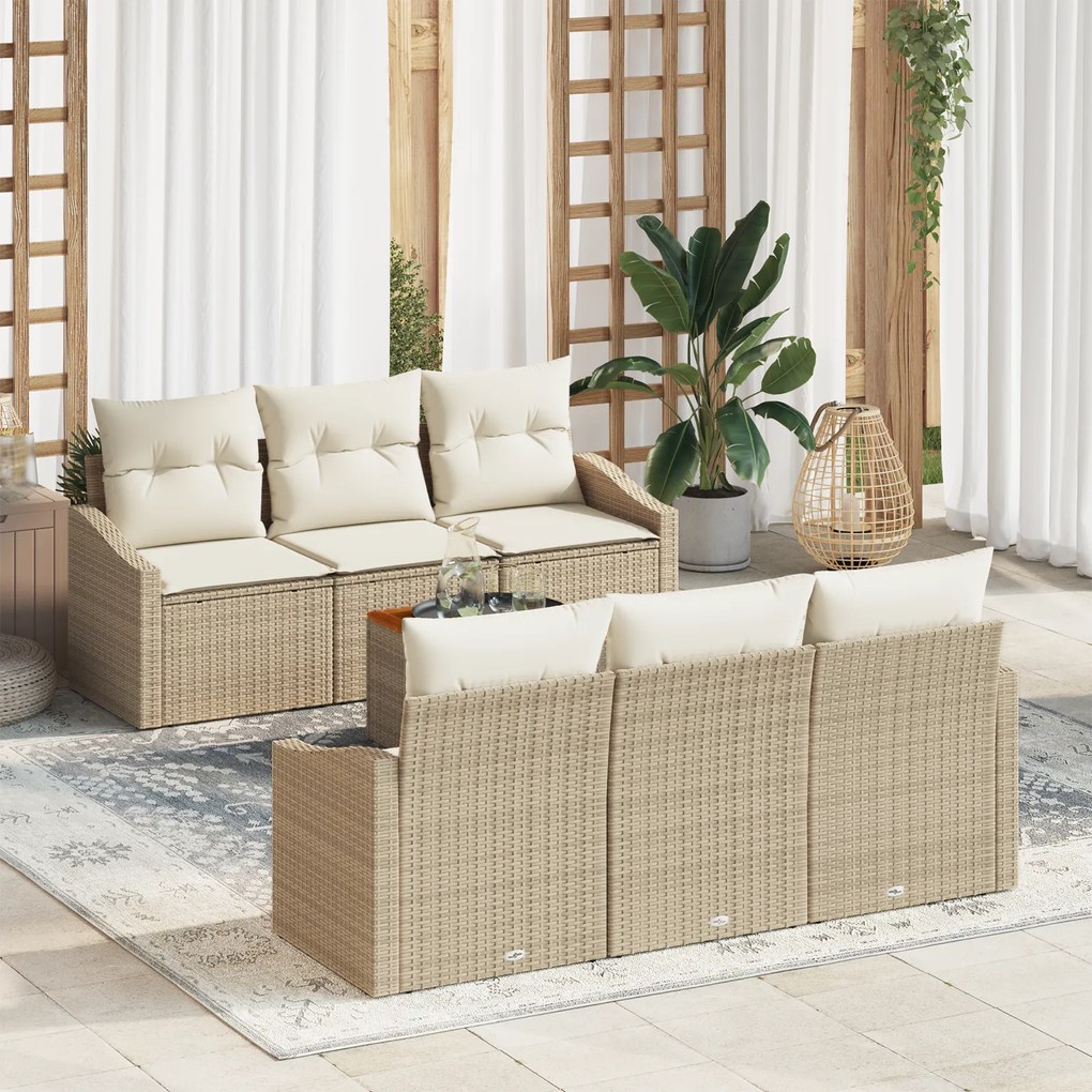 vidaXL ΣΕΤ Καναπέ Κήπου 7 pcs Beige, λευκό 55 x 55 x 37 εκ
