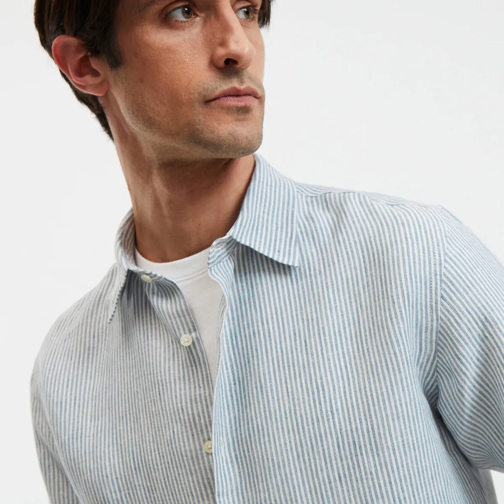 Ριγέ λινό πουκάμισο