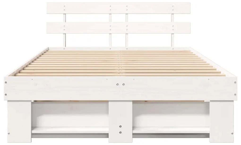 vidaXL Σκελετός Κρεβατιού Λευκό 140 x 190 cm Μασίφ ξύλο πεύκου