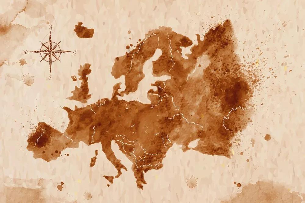 Εικόνα στον ρετρό χάρτη της Ευρώπης από φελλό - 120x80  wooden