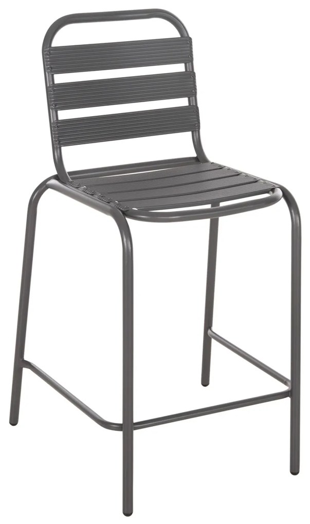 BAR STOOL MEDIUM HEIGHT LAURA  METAL FRAME AND ALUMINUM IN GREY 58x58x100Hcm.