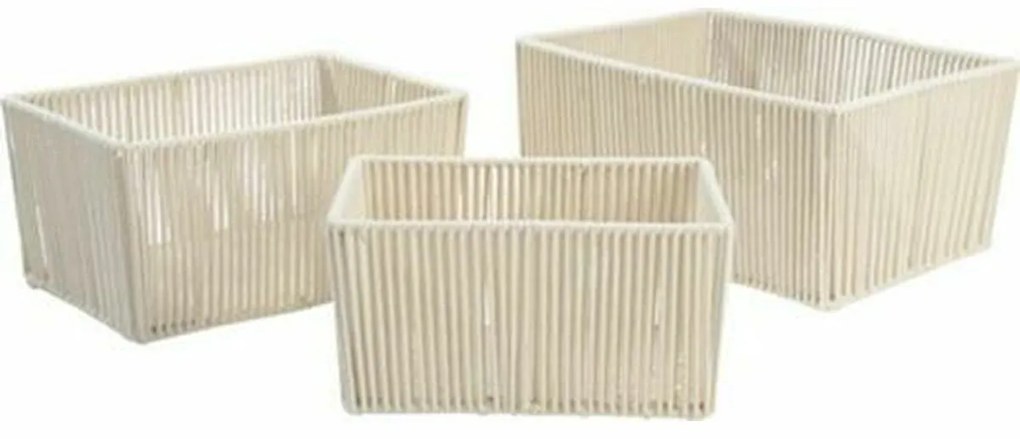 Σετ Καλαθιών DKD Home Decor Μπεζ Μέταλλο 40 x 30 x 20 cm 3 Τεμάχια