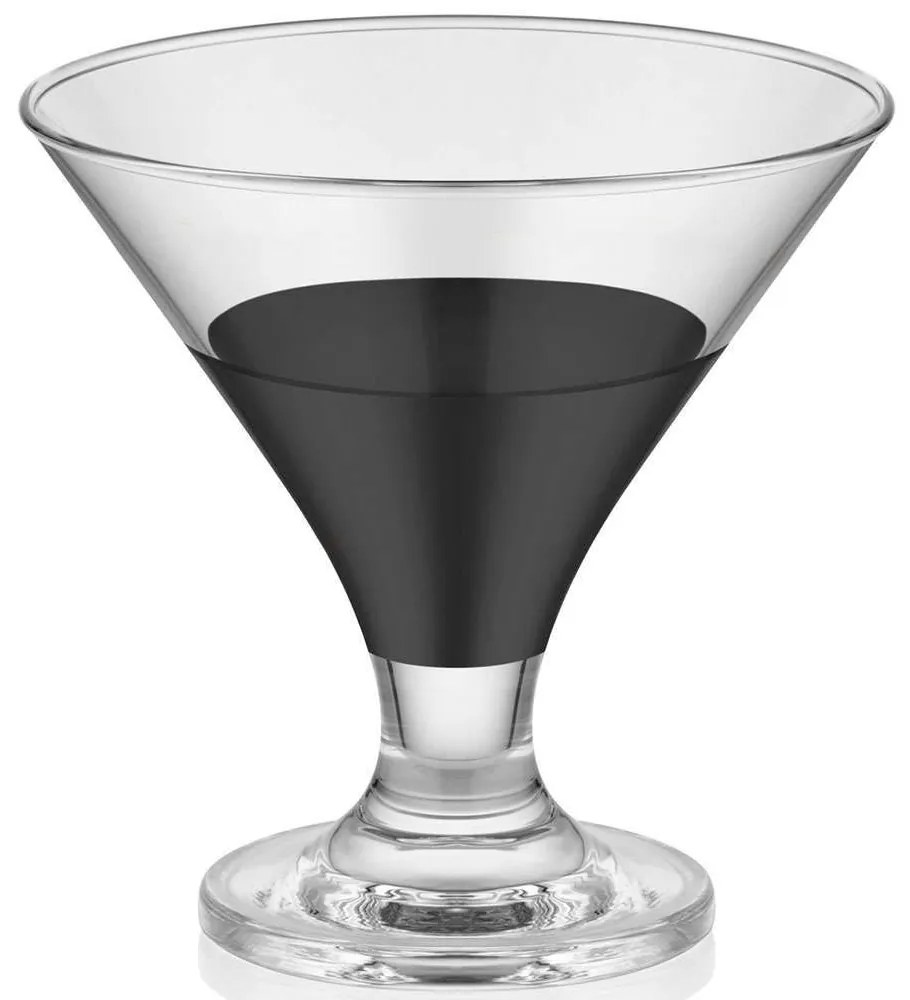 Μπωλ Παγωτού Με Πόδι (Σετ 6Τμχ) 742TMA4705 9x8x8cm 210ml Clear-Black Hermia Glass