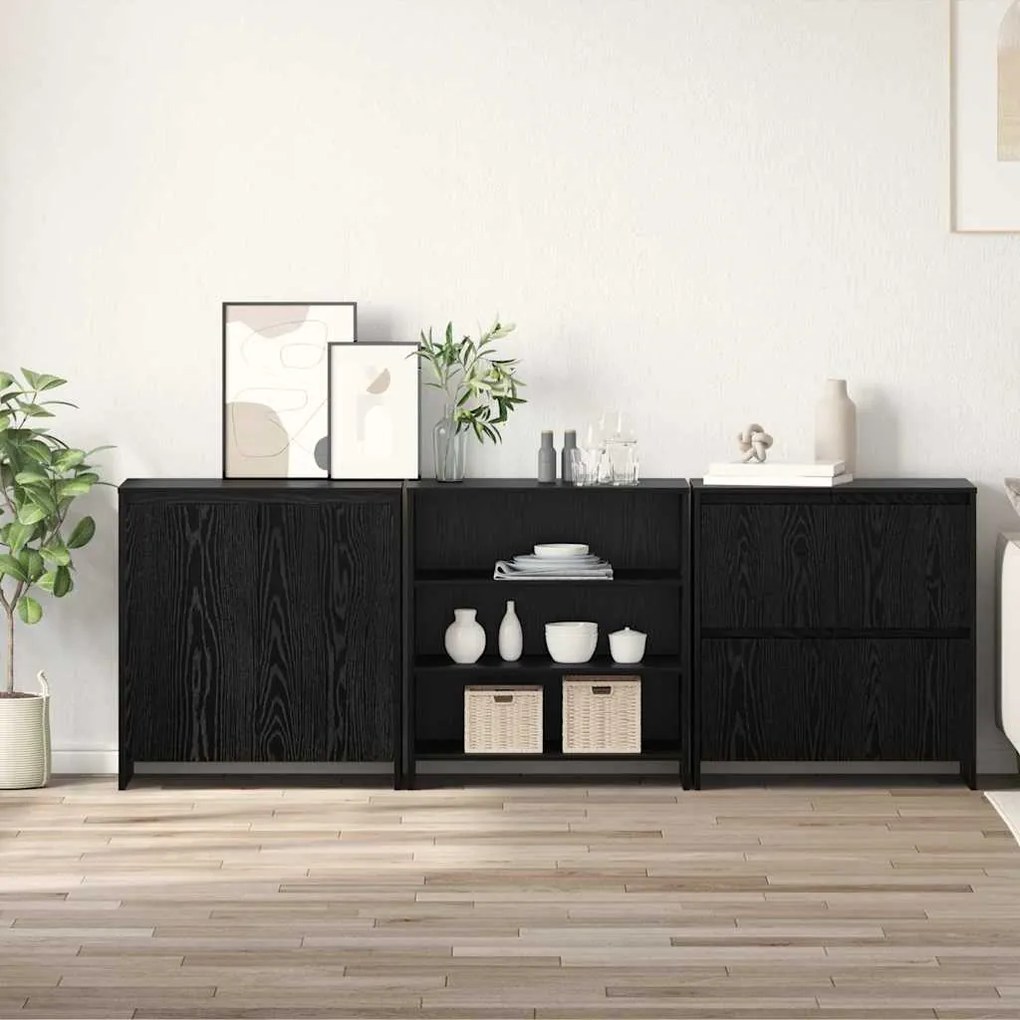 vidaXL Πλαϊνό γραφείο 3 pcs Μαύρη δρυς 70 x 41 x 75 εκ.