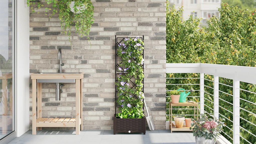 vidaXL Γλάστρα Κήπου με Στηρίγματα Καφέ 40x40x125,5 εκ