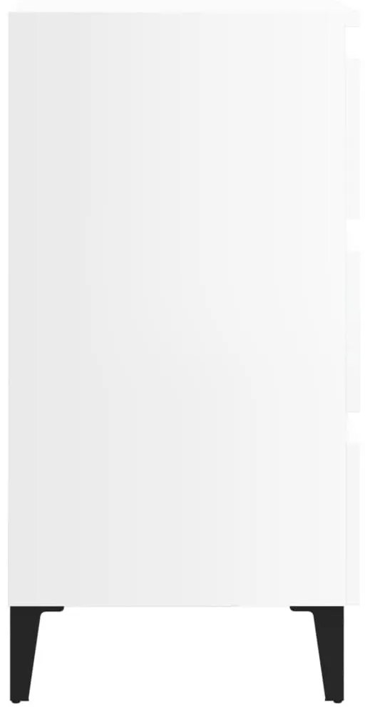 Κομοδίνα 2 τεμ. Γυαλ. Λευκό 40 x 35 x 69 εκ. με Μεταλλικά Πόδια - Λευκό