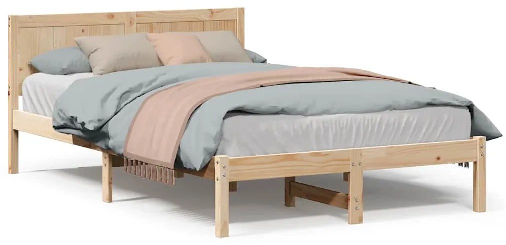 vidaXL Σκελετός Κρεβατιού Καφέ 140 x 190 cm Μασίφ ξύλο πεύκου