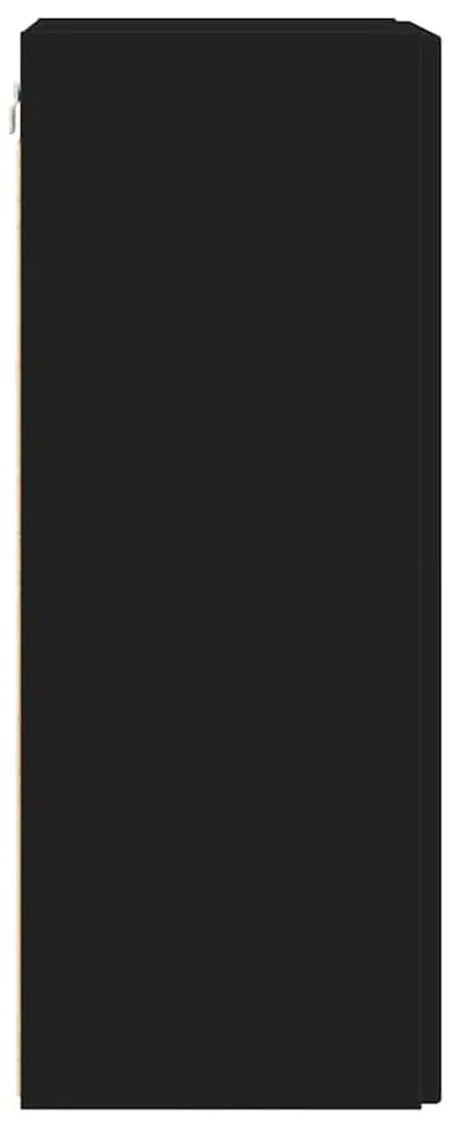 vidaXL Ντουλάπι Τηλεόρασης Τοίχου Επιτοίχιο Μαύρο 30 x 31 x 80 εκ.