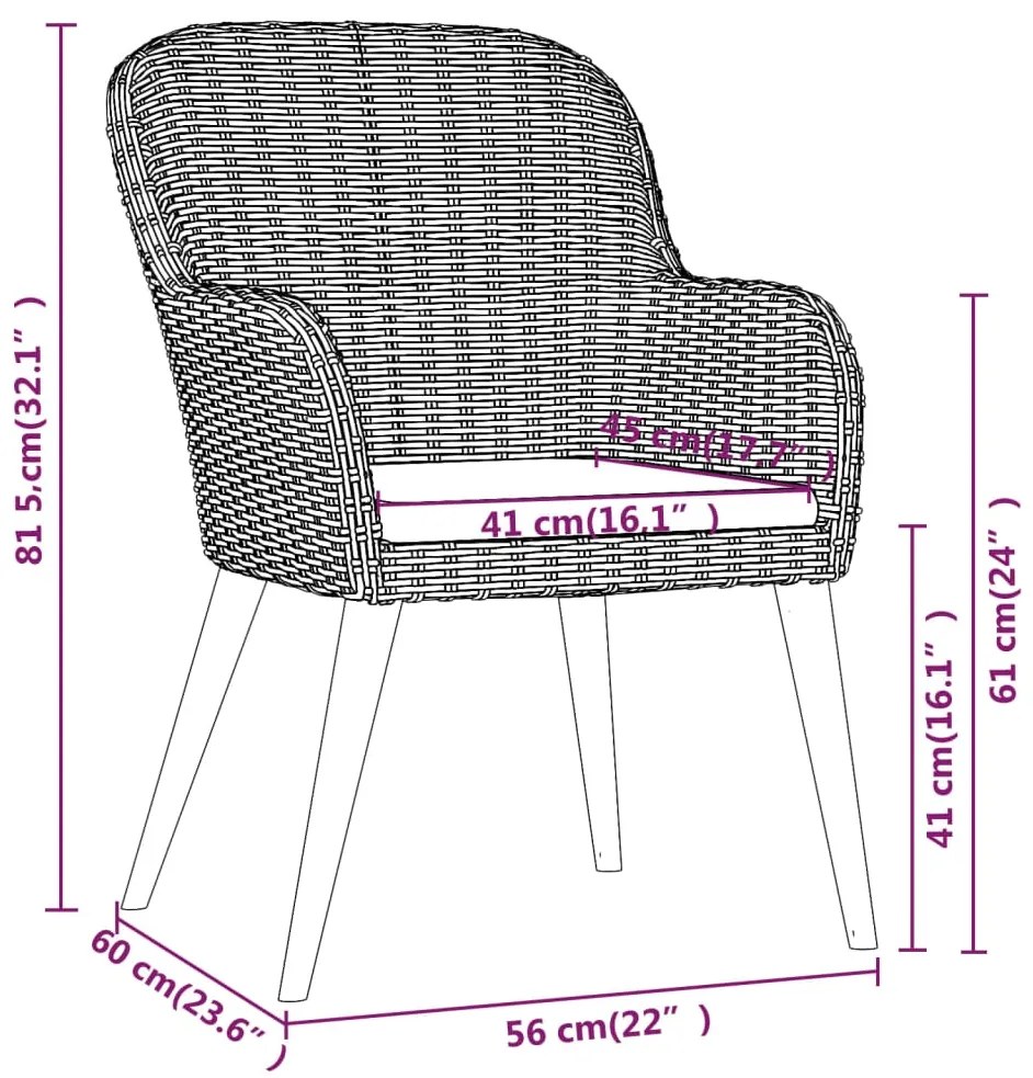 vidaXL Σετ Τραπεζαρίας Κήπου 9 τεμ. Καφέ με Μαξιλάρια