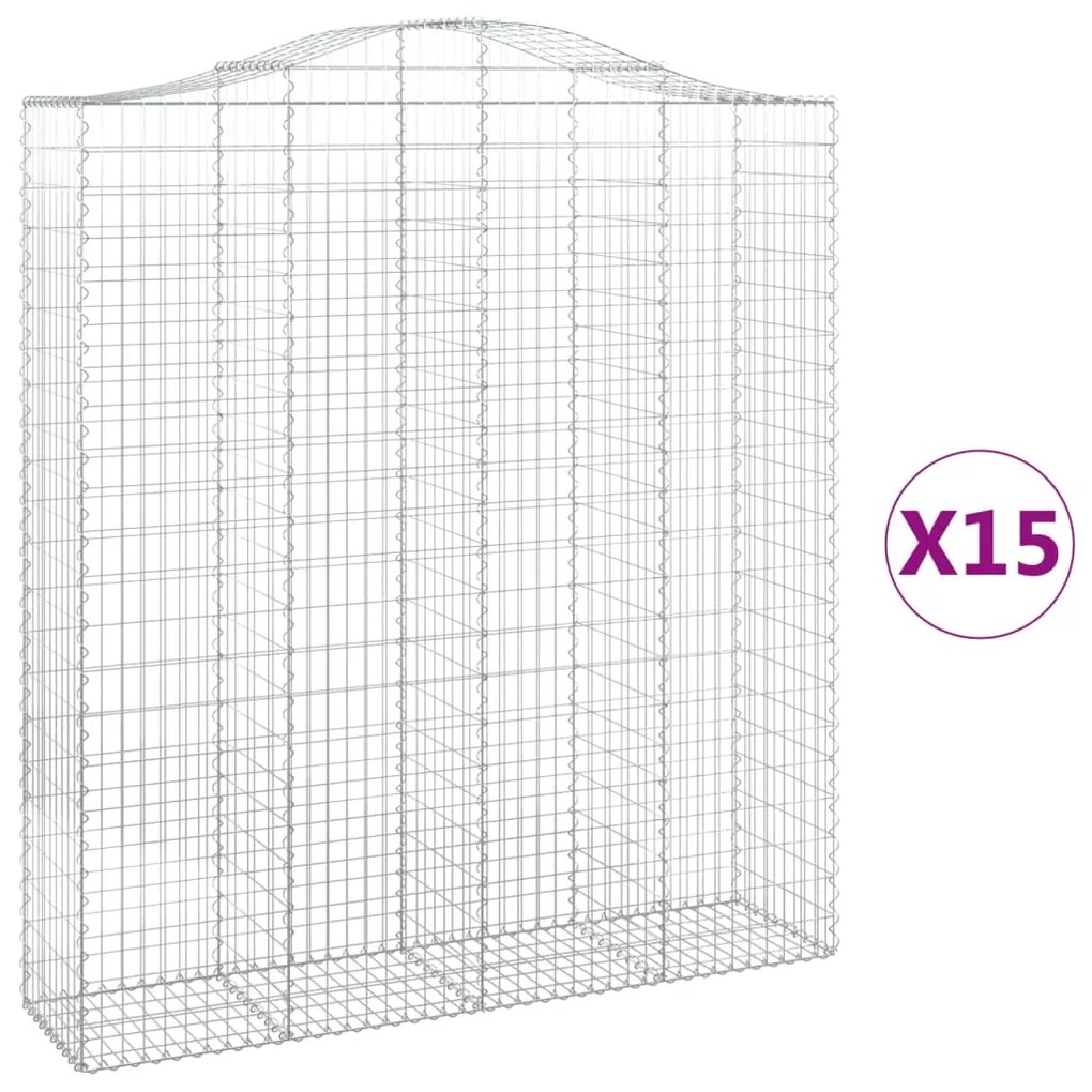vidaXL Συρματοκιβώτια Τοξωτά 15 τεμ. 200x50x220/240 εκ. Γαλβαν. Ατσάλι