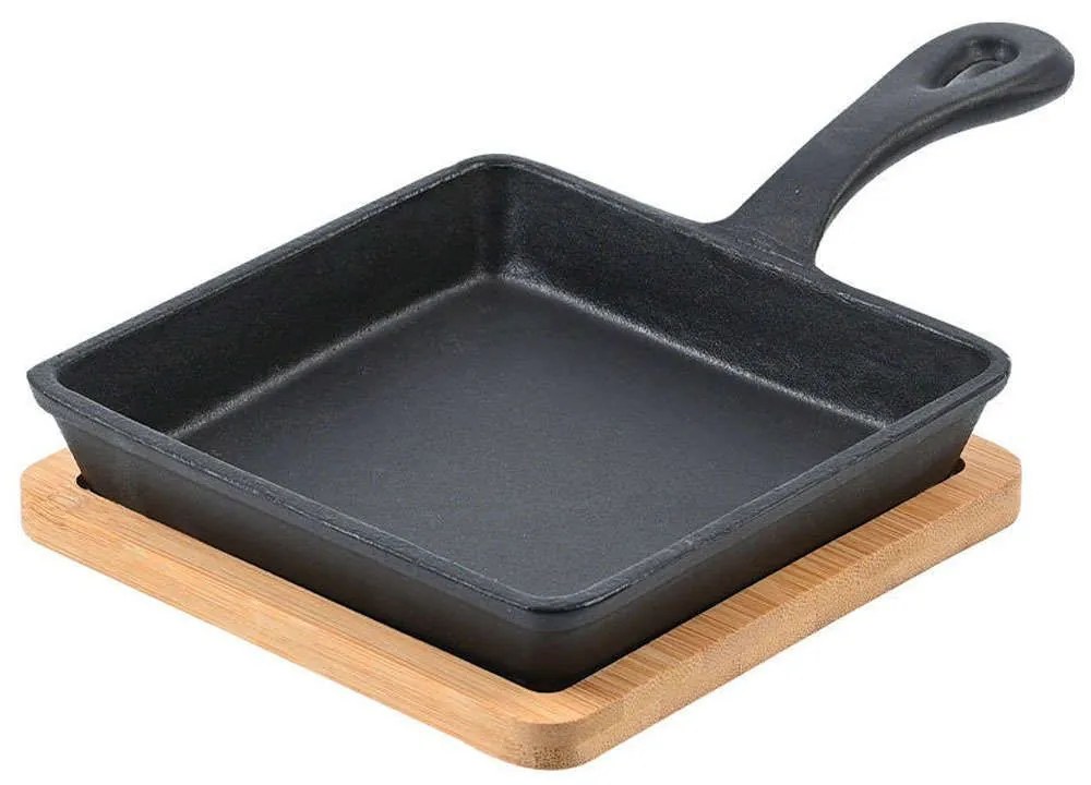 Τηγάνι Μαντεμένιο Με Βάση Iron 01-18689 14cm/23,5x14,3x3,4cm Natural-Black Estia 14cm Cast Iron,Bamboo