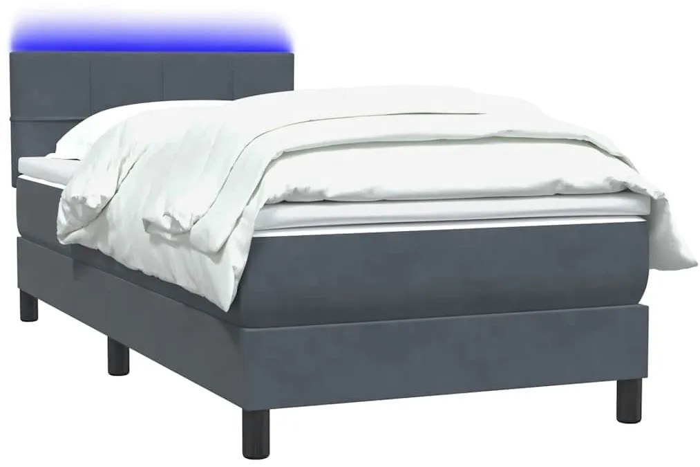 vidaXL Box Spring Κρεβάτι με στρώμα Σκούρο γκρι 100x220 εκ. Βελούδινο