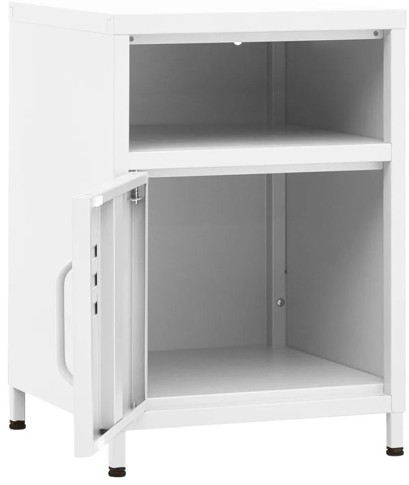 vidaXL Κομοδίνο Λευκό 35 x 35 x 51 εκ. από Ατσάλι