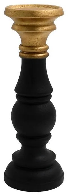 Κηροπήγιο Polyresin FL39315 Fylliana Μαύρο - Χρυσό 10x30 εκ. 10x10x30 εκ.