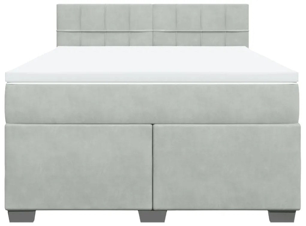 vidaXL Κρεβάτι Boxspring με Στρώμα Ανοιχτό Γκρι 140x190 εκ. Βελούδινο